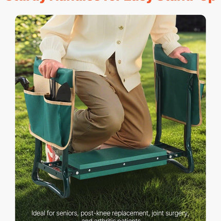 Garden Kneeler and Seat, 6 in Wide Kneeling Pad, Heavy Duty Garden Kneeling Stool, Folding Garden Seat with 2 Tool Bags, Relieve Knee & Back Pain, Portable Garden Bench for Women Grandparents.
