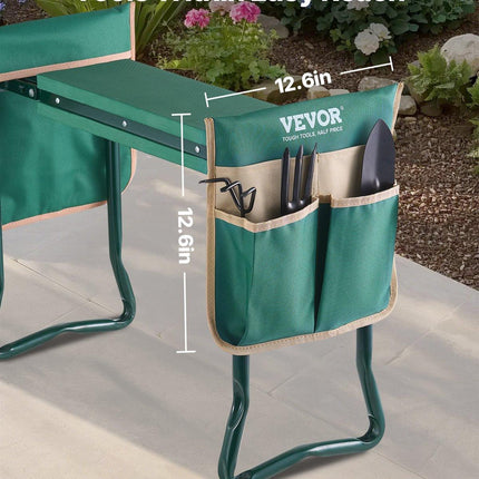Garden Kneeler and Seat, 6 in Wide Kneeling Pad, Heavy Duty Garden Kneeling Stool, Folding Garden Seat with 2 Tool Bags, Relieve Knee & Back Pain, Portable Garden Bench for Women Grandparents.