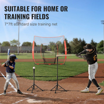 7x7 Baseball Softball Practice Net, Portable Baseball Training Net for Hitting Batting Catching Pitching, Backstop Baseball Equipment Training Aids with Carry Bag and Strike Zone.