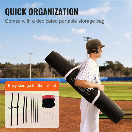 7x7 Baseball Softball Practice Net, Portable Baseball Training Net for Hitting Batting Catching Pitching, Backstop Baseball Equipment Training Aids with Carry Bag and Strike Zone.
