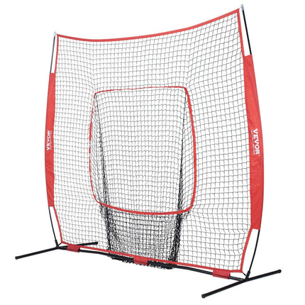 7x7 Baseball Softball Practice Net, Portable Baseball Training Net for Hitting Batting Catching Pitching, Backstop Baseball Equipment Training Aids with Carry Bag and Strike Zone.