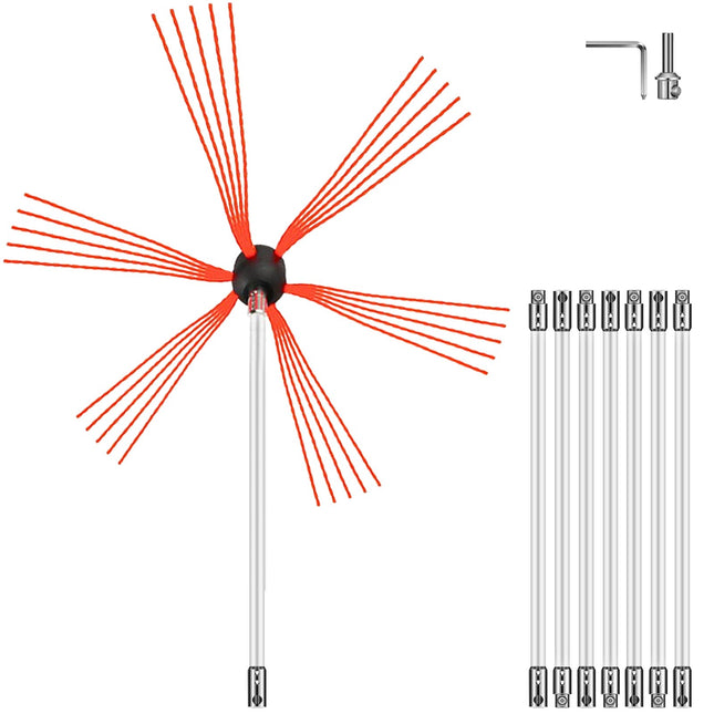 Chimney Sweeping Brush Rotary Chimney Brush 315Inch Chimney Brush Rod Kit 8 Rods with Nylon Flexible Rods (8 Rods).