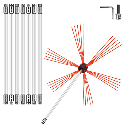 Chimney Sweeping Brush Rotary Chimney Brush 315Inch Chimney Brush Rod Kit 8 Rods with Nylon Flexible Rods (8 Rods).