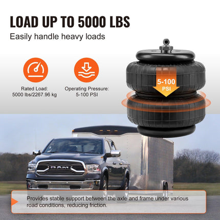 Air Bag Suspension Kit, Air Springs Suspension Bag Kit Compatible with 1999-2004 Ford F250/F350 2WD 4WD, 2008-2010 Ford F250/F350 2WD 4WD, 5000 lbs Loading, 5 to 100 PSI.