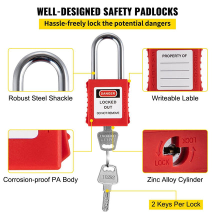 42 PCS Lockout Tagout Kits Electrical Loto Kit for Electrical Risk Removal.