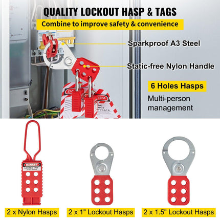 42 PCS Lockout Tagout Kits Electrical Loto Kit for Electrical Risk Removal.