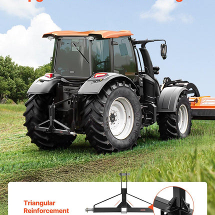 3 Point Trailer Hitch with 2 in Receiver, 3pt Quick Hitch Attachment for Category 1 Tractor, 3000lbs Capacity, Tow Drawbar Adapter, Compatible with Kubota, Mahindra, Ford, Yanmar, John Deere.