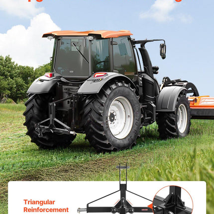 3 Point Trailer Hitch with 2 in Receiver, 3pt Quick Hitch Attachment, Heavy Duty Tractor Tow Drawbar Adapter, Compatible with Kubota, Mahindra, Ford, Yanmar, John Deere, Massey Ferguson.