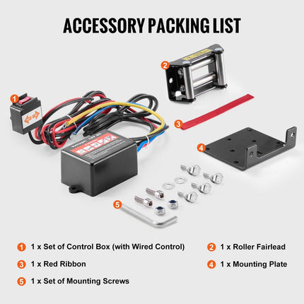 Electric Winch, 1361 kg Line Pull Capacity, 12V DC ATV/UTV Winch with Φ0.5 x 1188.7 cm 7 Strands Steel Cable Roller Fairlead Wired Remote Control, IP55 Waterproof for Towing UTV ATV Off-Road.