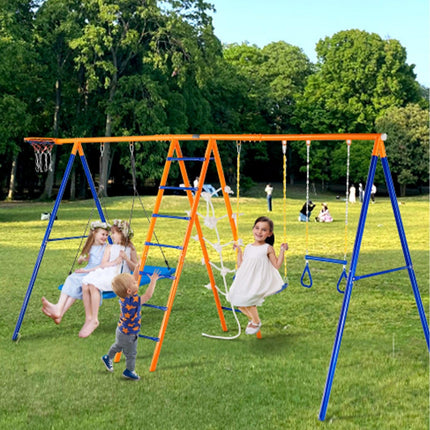 VEVOR Swing Sets for Backyard 6 in 1 Swing Set 440lbs Capacity Metal Swingset.