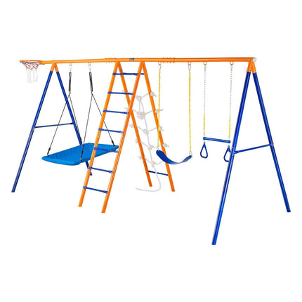 VEVOR Swing Sets for Backyard 6 in 1 Swing Set 440lbs Capacity Metal Swingset.