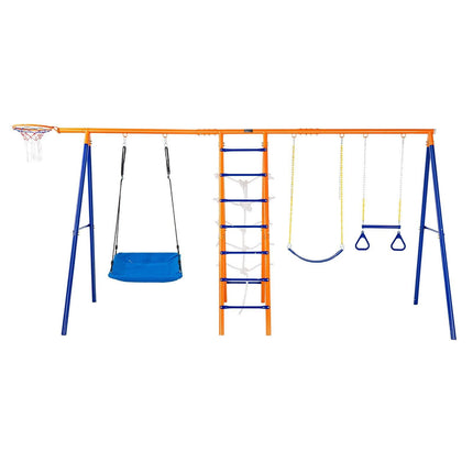 VEVOR Swing Sets for Backyard 6 in 1 Swing Set 440lbs Capacity Metal Swingset.
