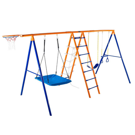 VEVOR Swing Sets for Backyard 6 in 1 Swing Set 440lbs Capacity Metal Swingset.