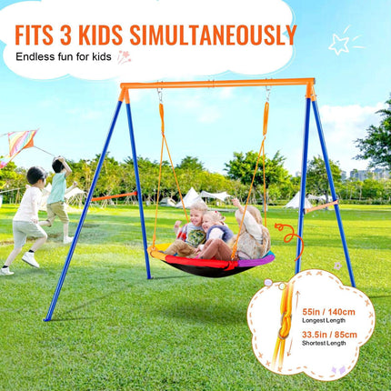 Swing Sets for Backyard 40in Saucer Swing Seat A-Frame Metal Stand 440lbs.