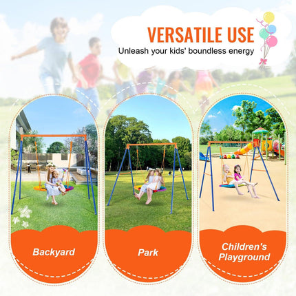 Swing Sets for Backyard 40in Saucer Swing Seat A-Frame Metal Stand 440lbs.