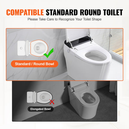 Raised Toilet Seat,88.9 mm Height Raised, 136 kg Weight Capacity, for Standard Round Toilet, Aluminum Handrail, with EVA Armrest Padding, for Elderly, Handicap, Patient, Pregnant, Medical.