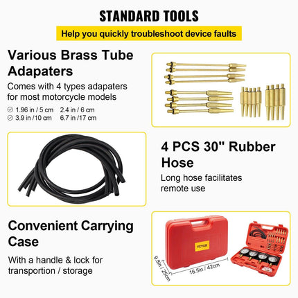 Fuel Vacuum Carburetor Synchronize Tool Kit Fuel Vacuum Carburetor Synchronizer carb sync Gauge Set with Rubber Hose.