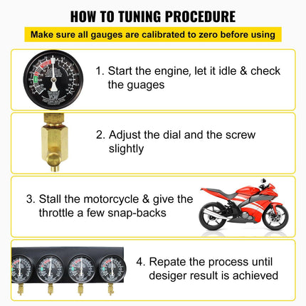 Fuel Vacuum Carburetor Synchronize Tool Kit Fuel Vacuum Carburetor Synchronizer carb sync Gauge Set with Rubber Hose.
