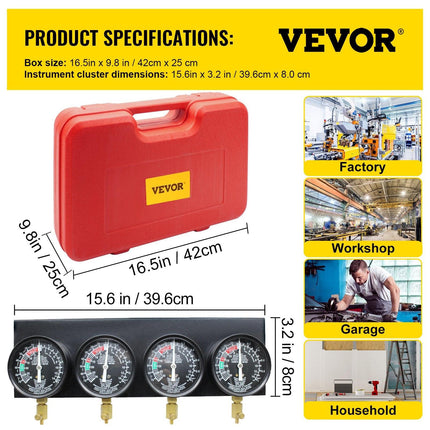 Fuel Vacuum Carburetor Synchronize Tool Kit Fuel Vacuum Carburetor Synchronizer carb sync Gauge Set with Rubber Hose.