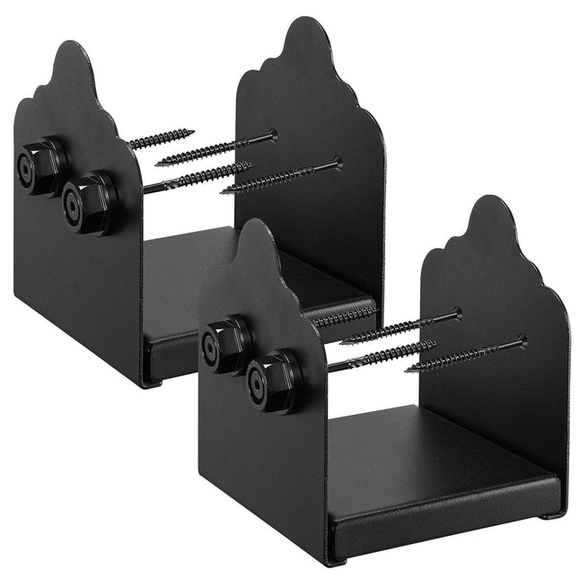 6x6 Post Base 2 Pcs, Inner Size 5.9x5.55 inch / 150x141 mm Post Brackets, Heavy Duty Carbon Steel Decking Posts, Wood Posts Brackets for Pavilion Deck Railing Support Deck Base Plate, Black.