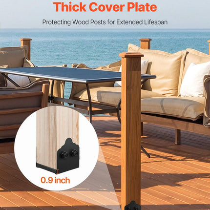 6x6 Post Base 2 Pcs, Inner Size 5.9x5.55 inch / 150x141 mm Post Brackets, Heavy Duty Carbon Steel Decking Posts, Wood Posts Brackets for Pavilion Deck Railing Support Deck Base Plate, Black.