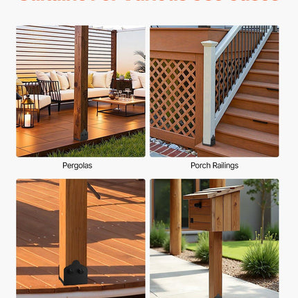 6x6 Post Base 2 Pcs, Inner Size 5.9x5.55 inch / 150x141 mm Post Brackets, Heavy Duty Carbon Steel Decking Posts, Wood Posts Brackets for Pavilion Deck Railing Support Deck Base Plate, Black.