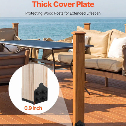 8x8 Post Base 2 Pcs, Inner Size 7.9x7.5 inch / 200x190 mm Post Brackets, Heavy Duty Carbon Steel Decking Posts, Wood Posts Brackets for Pavilion Deck Railing Support Deck Base Plate, Black.