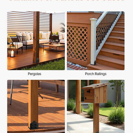 8x8 Post Base 2 Pcs, Inner Size 7.9x7.5 inch / 200x190 mm Post Brackets, Heavy Duty Carbon Steel Decking Posts, Wood Posts Brackets for Pavilion Deck Railing Support Deck Base Plate, Black.