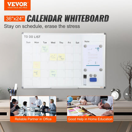 Magnetic Whiteboard Dry Erase Board 36" x 24" Wall Mounted for Office.