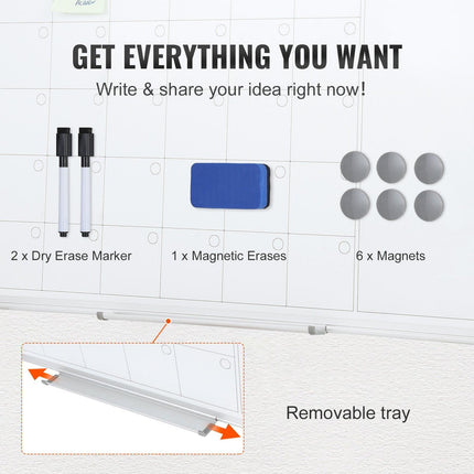 Magnetic Whiteboard Dry Erase Board 36" x 24" Wall Mounted for Office.