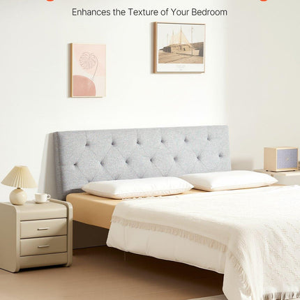 Headboard, Full Size Headboard with Adjustable Height, Comfortable Diamond Tufted for Full Size Bed, W 56.3 x H（35.6-47.4）inches, Ideal for Bedroom, Hotel, Homestay, Dormitory, Light Grey.