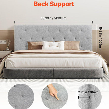 Headboard, Full Size Headboard with Adjustable Height, Comfortable Diamond Tufted for Full Size Bed, W 56.3 x H（35.6-47.4）inches, Ideal for Bedroom, Hotel, Homestay, Dormitory, Light Grey.