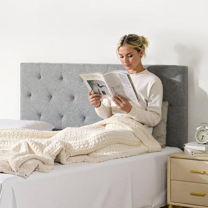 Headboard, Full Size Headboard with Adjustable Height, Comfortable Diamond Tufted for Full Size Bed, W 56.3 x H（35.6-47.4）inches, Ideal for Bedroom, Hotel, Homestay, Dormitory, Light Grey.