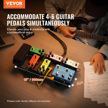 Guitar Pedal Board, 15'' x 5.7'', Aluminum Alloy 0.8 lbs Super Light Guitar Effects PedalBoard with Carry Bag High Quality Velcro Fixed Strap Shoulder Strap, Accommodate 4-6 Guitar Pedals, Small.