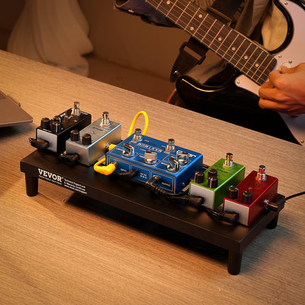 Guitar Pedal Board, 15'' x 5.7'', Aluminum Alloy 0.8 lbs Super Light Guitar Effects PedalBoard with Carry Bag High Quality Velcro Fixed Strap Shoulder Strap, Accommodate 4-6 Guitar Pedals, Small.