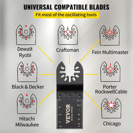 100PCS Oscillating Saw Blades, Quick Release Multitool Blades Kit, HCS Tool Blades for Wood Plastic, Compatible with Dewalt Dremel Fein Worx Bosch Makita Milwaukee.