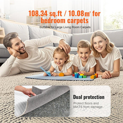 Rug Pad Gripper 9' x 12' Protective Carpet Pad 0.47" Thick for All Floors.