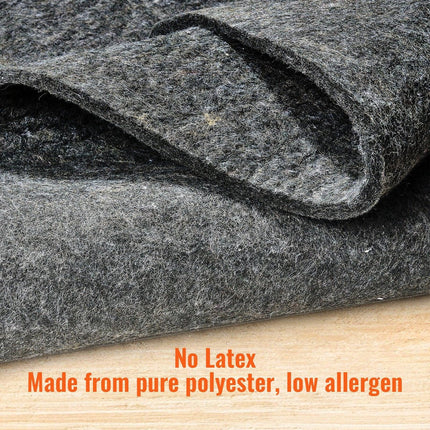 Rug Pad Without Slip Resistance, Protective Cushioning Carpet Pad, 9' x 12', 1/4"Thick, 100% Pure Polyester Felt, 10-11㎡ Premium Comfort Underfoot Carpet Padding Rug Cushion for All Floors, Gray.