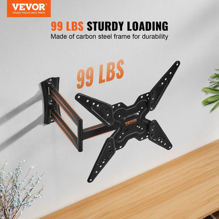 Full Motion TV Mount Fits for Most 26-55 inch TVs, Swivel Tilt Horizontal Adjustment TV Wall Mount Bracket with Articulating Arm, Max VESA 400x400mm , Holds up to 99 lbs.