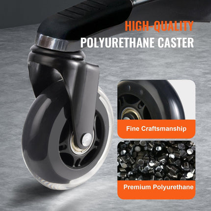 Office Chair Wheels, Set of 5, 76.2 mm Caster Wheels Replacement for Hardwood Floors and Carpet, Heavy Duty Computer Gaming Desk Casters with 59 kg Load Capacity, Universal Fit for Most Chairs.