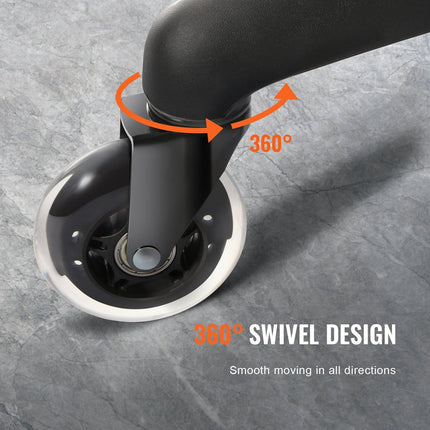 Office Chair Wheels, Set of 5, 76.2 mm Caster Wheels Replacement for Hardwood Floors and Carpet, Heavy Duty Computer Gaming Desk Casters with 59 kg Load Capacity, Universal Fit for Most Chairs.