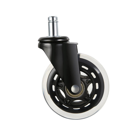Office Chair Wheels, Set of 5, 76.2 mm Caster Wheels Replacement for Hardwood Floors and Carpet, Heavy Duty Computer Gaming Desk Casters with 59 kg Load Capacity, Universal Fit for Most Chairs.