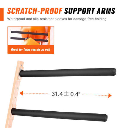 Wall Kayak Storage Rack, 4-Capacity Wall Mounted Kayak Holders for Kayak Canoe Paddle Board, Kayak Storage Hooks with Adjustable Padded Arms, 181.6 KG Load Kayak Hanger for Indoor Outdoor Garage.