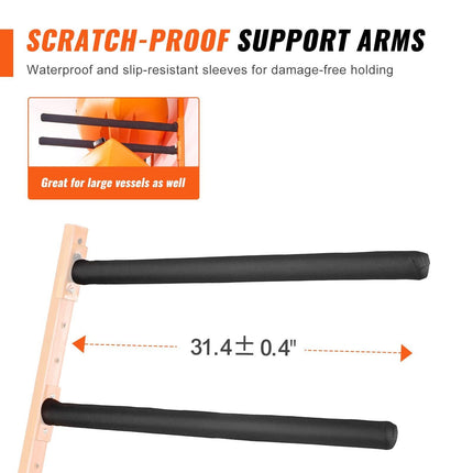 Wall Kayak Storage Rack, 4-Capacity Wall Mounted Kayak Holders for Kayak Canoe Paddle Board, Kayak Storage Hooks with Adjustable Padded Arms, 181.6 KG Load Kayak Hanger for Indoor Outdoor Garage.