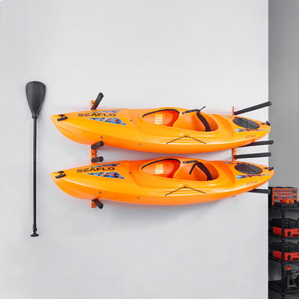 Wall Kayak Storage Rack, 4-Capacity Wall Mounted Kayak Holders for Kayak Canoe Paddle Board, Kayak Storage Hooks with Adjustable Padded Arms, 181.6 KG Load Kayak Hanger for Indoor Outdoor Garage.