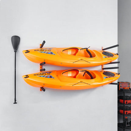 Wall Kayak Storage Rack, 4-Capacity Wall Mounted Kayak Holders for Kayak Canoe Paddle Board, Kayak Storage Hooks with Adjustable Padded Arms, 181.6 KG Load Kayak Hanger for Indoor Outdoor Garage.