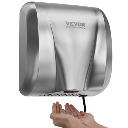 Heavy Duty Commercial Hand Dryer, 1800W Automatic High Speed Stainless Steel Warm Wind Hand Blower, 220V-240V Plug In/Hardwired Two Power Options, Compliant for Industry Business Restrooms.