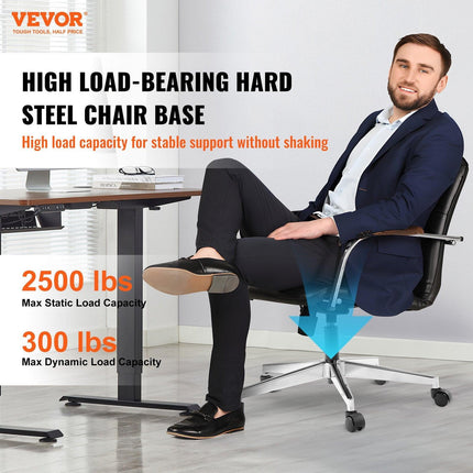 Office Chair Base Replacement, 710 mm 1134 kg Static Load Capacity, Heavy Duty Universal Computer Desk Chair Stool Base Part with Reinforced Metal Legs, Desk Chair Base Replacement Parts, Silver.