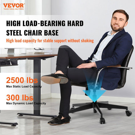Office Chair Base Replacement, 710 mm, 1134 kg Static Load Capacity, Heavy Duty Universal Computer Desk Chair Stool Base Part with Reinforced Metal Legs, Desk Chair Base Replacement Parts, Black.
