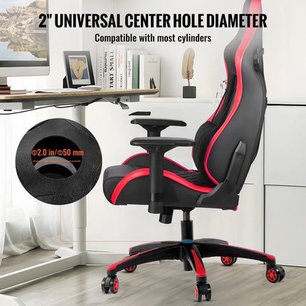 Office Chair Base Replacement, 710 mm, 1134 kg Static Load, Heavy Duty Universal Computer Desk Chair Stool Base Part with 5 Casters and Reinforced Legs, Desk Chair Base Replacement, Black + Red.